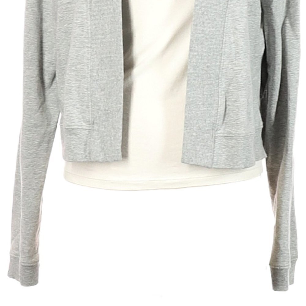 Aiko Grey Layered Ruffle Back Open Front Cardigan - Picture 5 of 9
